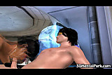 Hot 3D babe getting double teamed on a spaceship