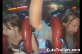 Teen pornstar riding roller coaster naked